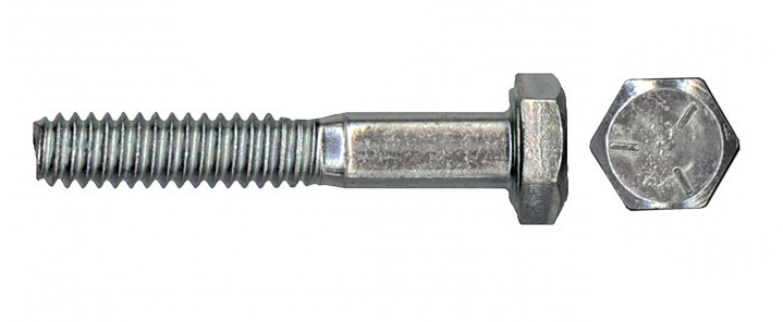 1" Boulon à Tête Hexagonale Semi-Fileté GR 5 UNC Plaqué (Vrac)