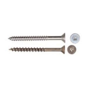 10 X 3-1 / 2 Pressure Treated Flat Wood Screws With Ceramic Coating Brown Coarse Thread